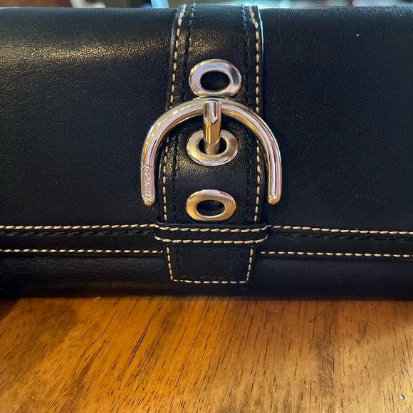 Coach, Genuine leather wallet, black with chrome hardware - Picture 9 of 15